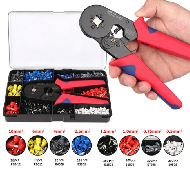Ferrule Crimping Tool Kit, Self-Adjusting Hex Crimping Pliers for 0.5-10mm²