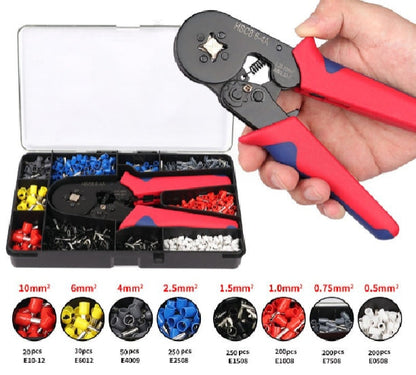 Ferrule Crimping Tool Kit, Self-Adjusting Hex Crimping Pliers for 0.5-10mm²