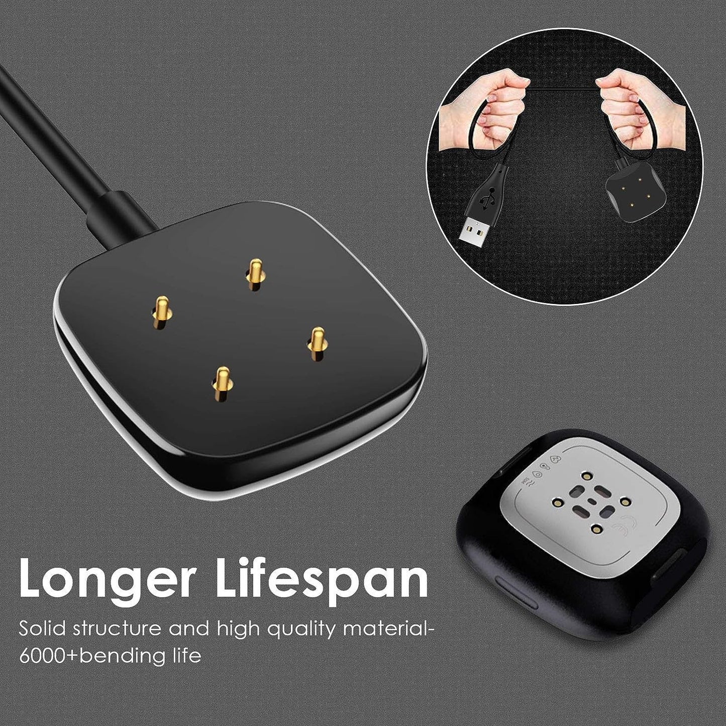 Charging Cable Replacement for Fitbit Sense 1/2 & Fitbit Versa 3/4