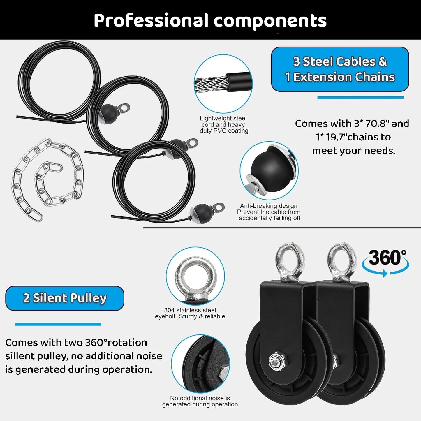 Fitness Pulley Cable System for Home Gym Weight Lifting