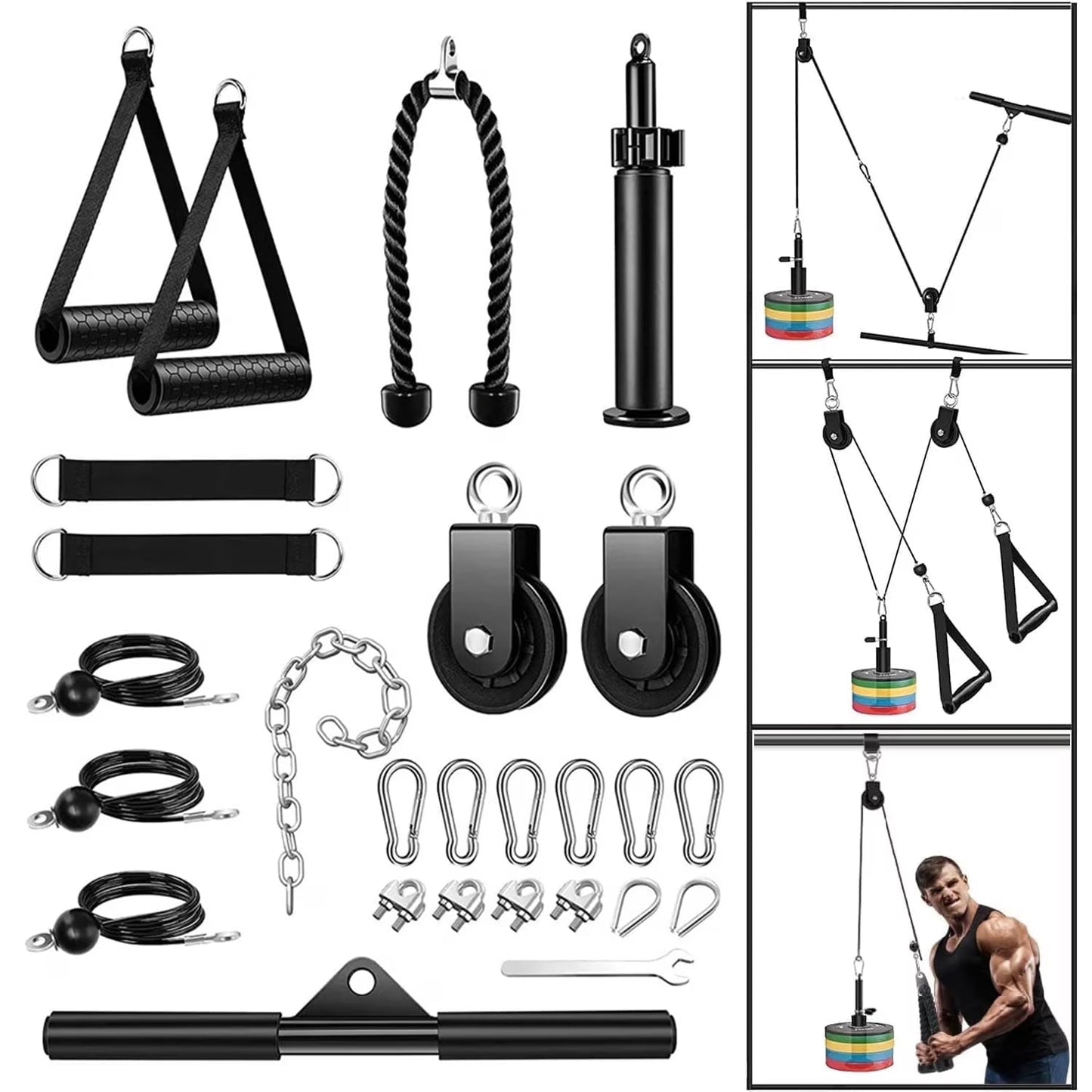Fitness Pulley Cable System for Home Gym Weight Lifting