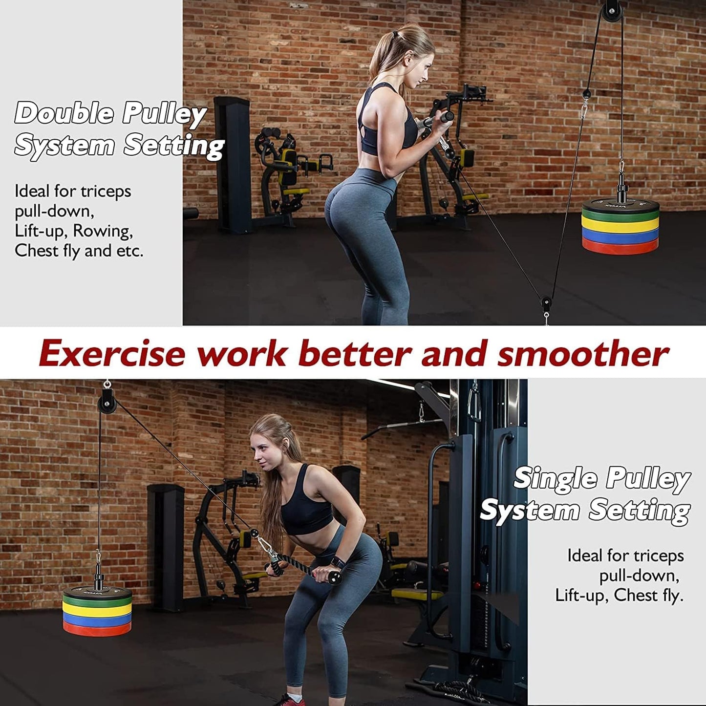 Fitness Pulley Cable System for Home Gym Weight Lifting