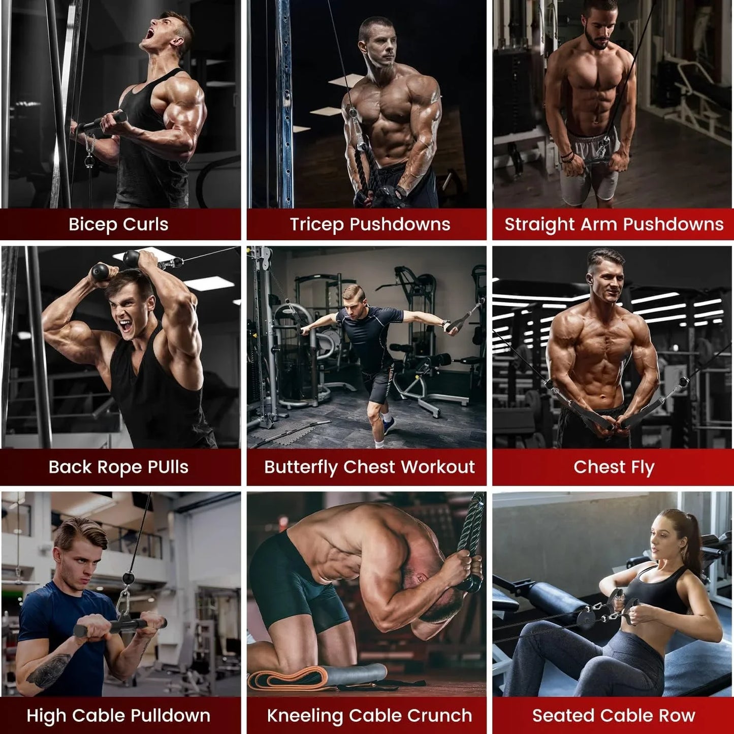 Fitness Pulley Cable System for Home Gym Weight Lifting