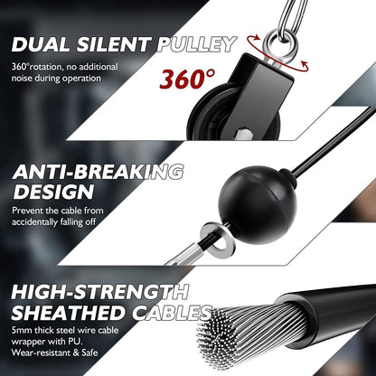 Fitness Pulley Cable System for Home Gym Weight Lifting