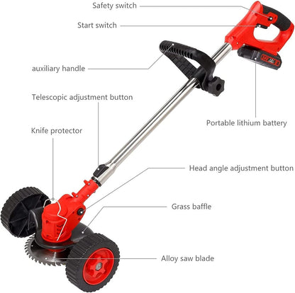 Foldable Cordless Strimmer - Electric Lawn Mower, Weed Cutter & Brush Cutter