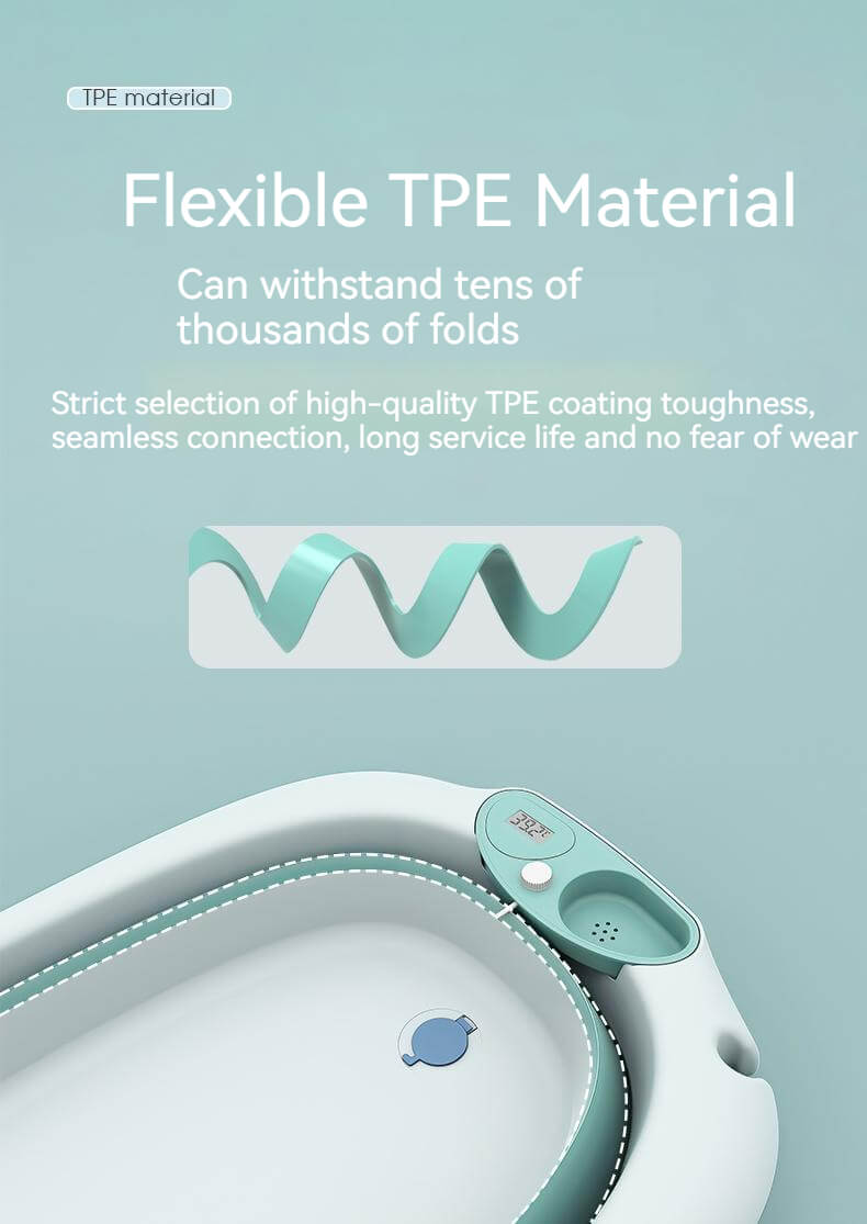 Foldable Bath Tub for Newborn, Baby & Kids With Thermometer-Pink