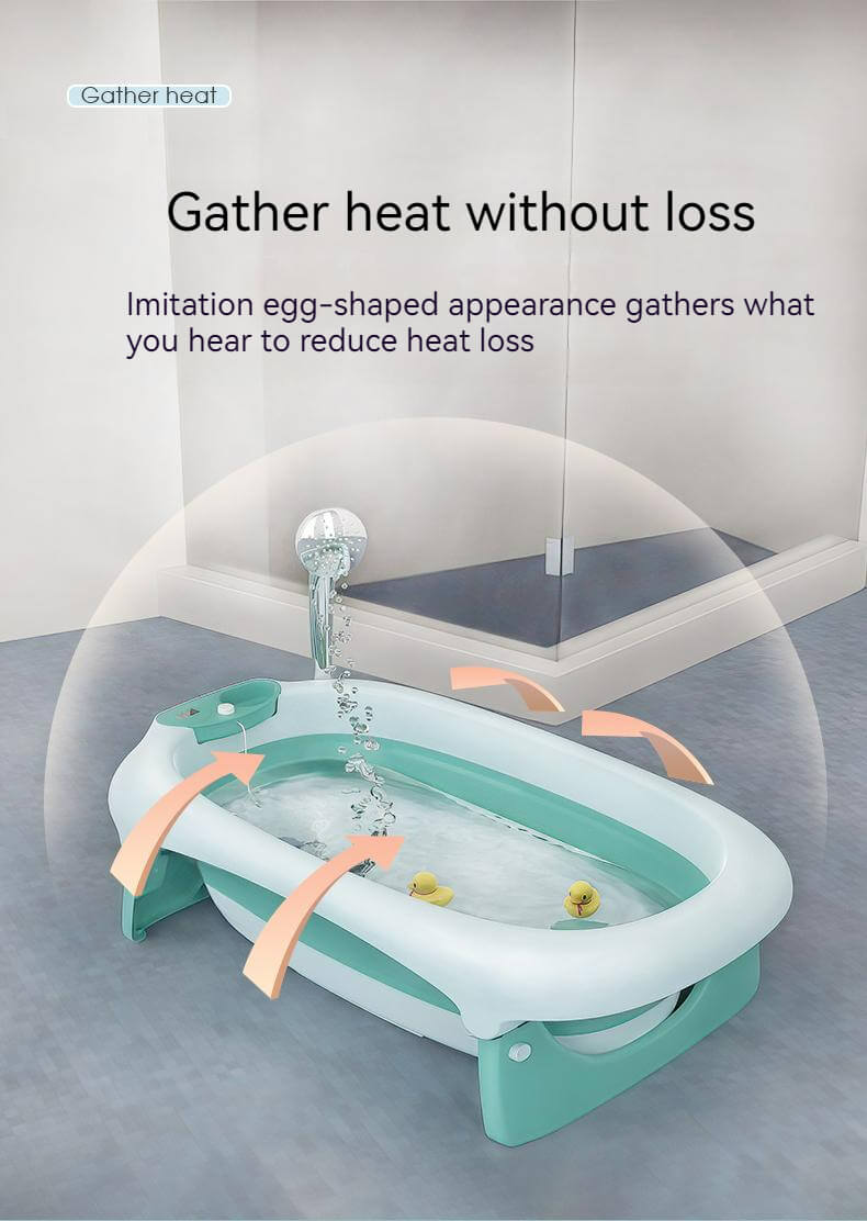 Foldable Bath Tub for Newborn, Baby & Kids With Thermometer-Pink