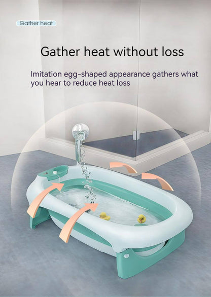 Foldable Bath Tub for Newborn, Baby & Kids With Thermometer-Pink