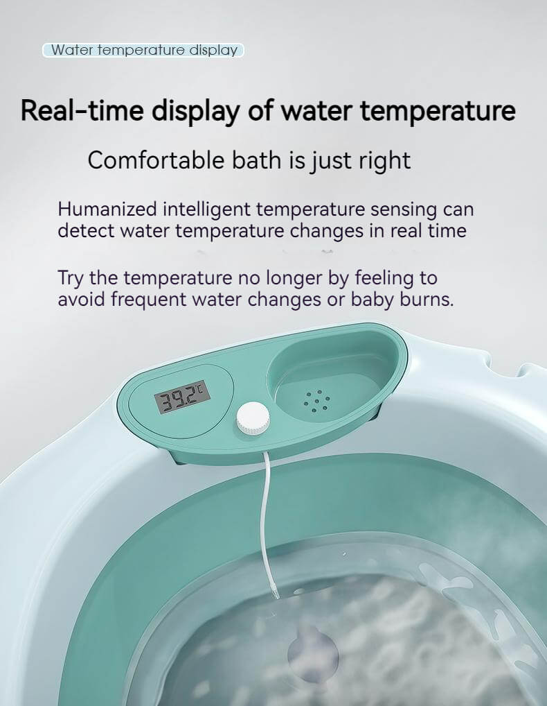 Foldable Bath Tub for Newborn, Baby & Kids With Thermometer-Pink