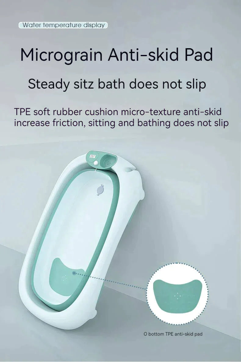 Foldable Baby Bath Tub & Soft Drying Bath Seat -Pink