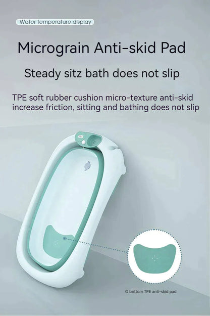 Foldable Baby Bath Tub & Soft Drying Bath Seat -Pink