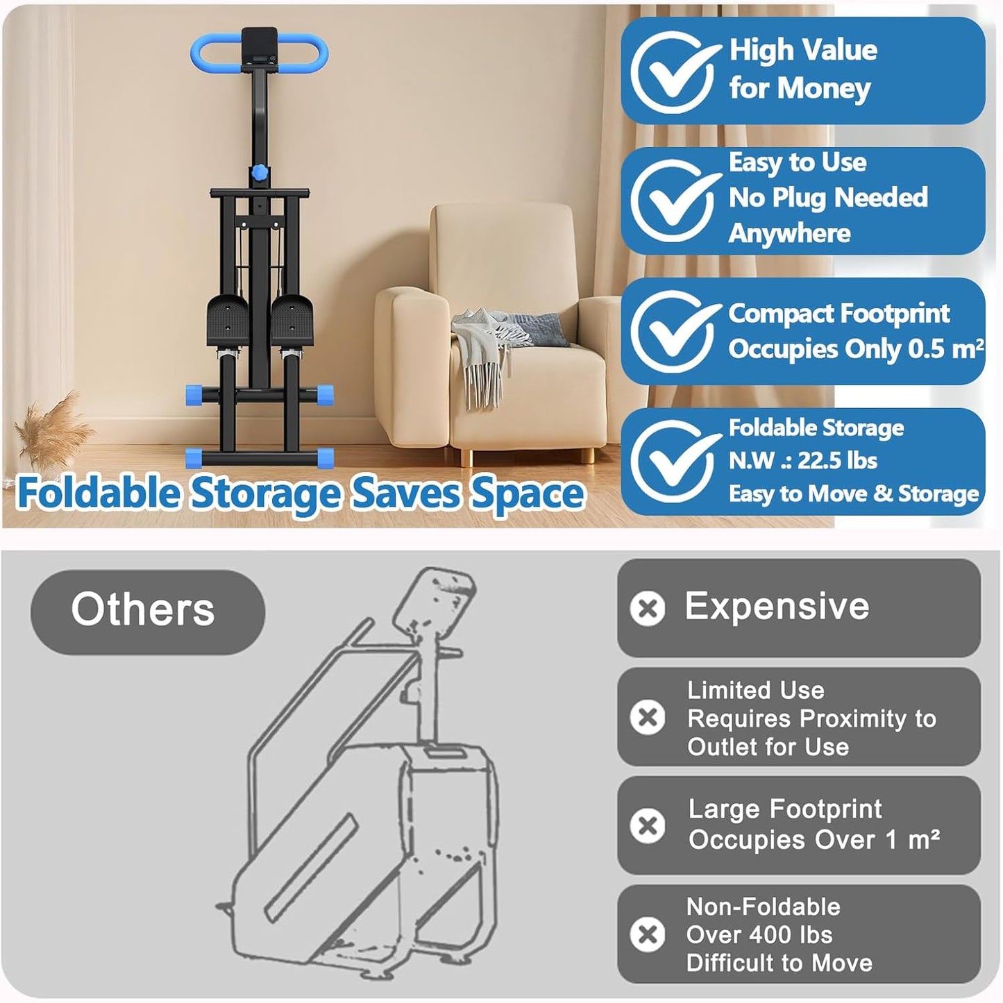 Foldable Stair Stepper for Exercise at Home Fitness Steppers