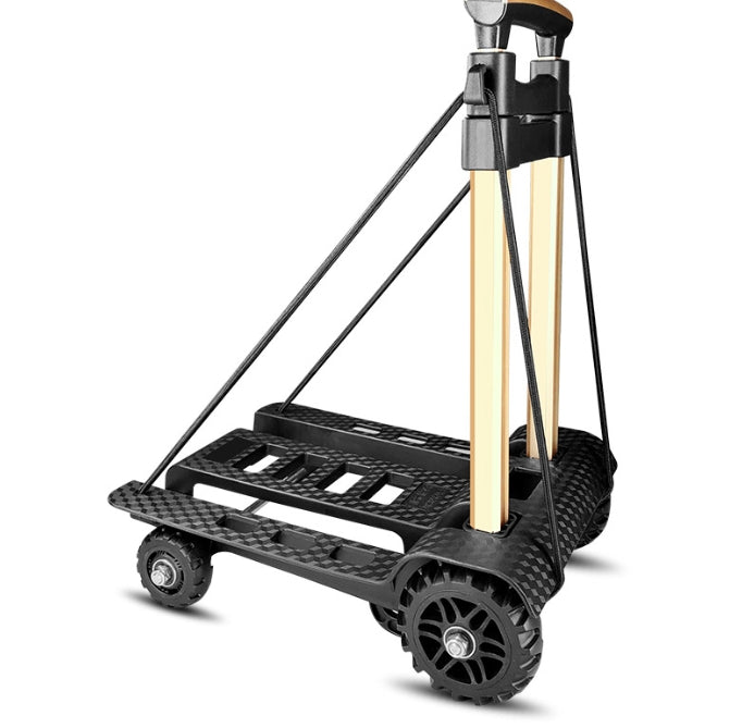 Foldable 4-Wheel Hand Trolley Cart with Adjustable Handle, Compact Folding Platform Cart