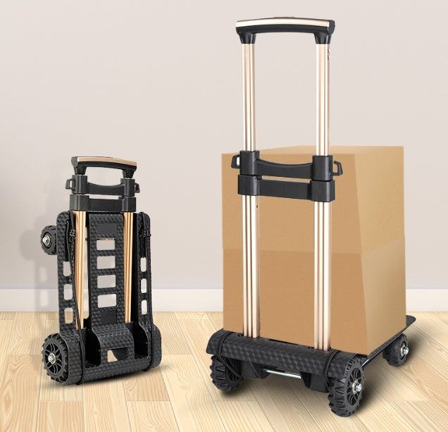 Foldable 4-Wheel Hand Trolley Cart with Adjustable Handle, Compact Folding Platform Cart