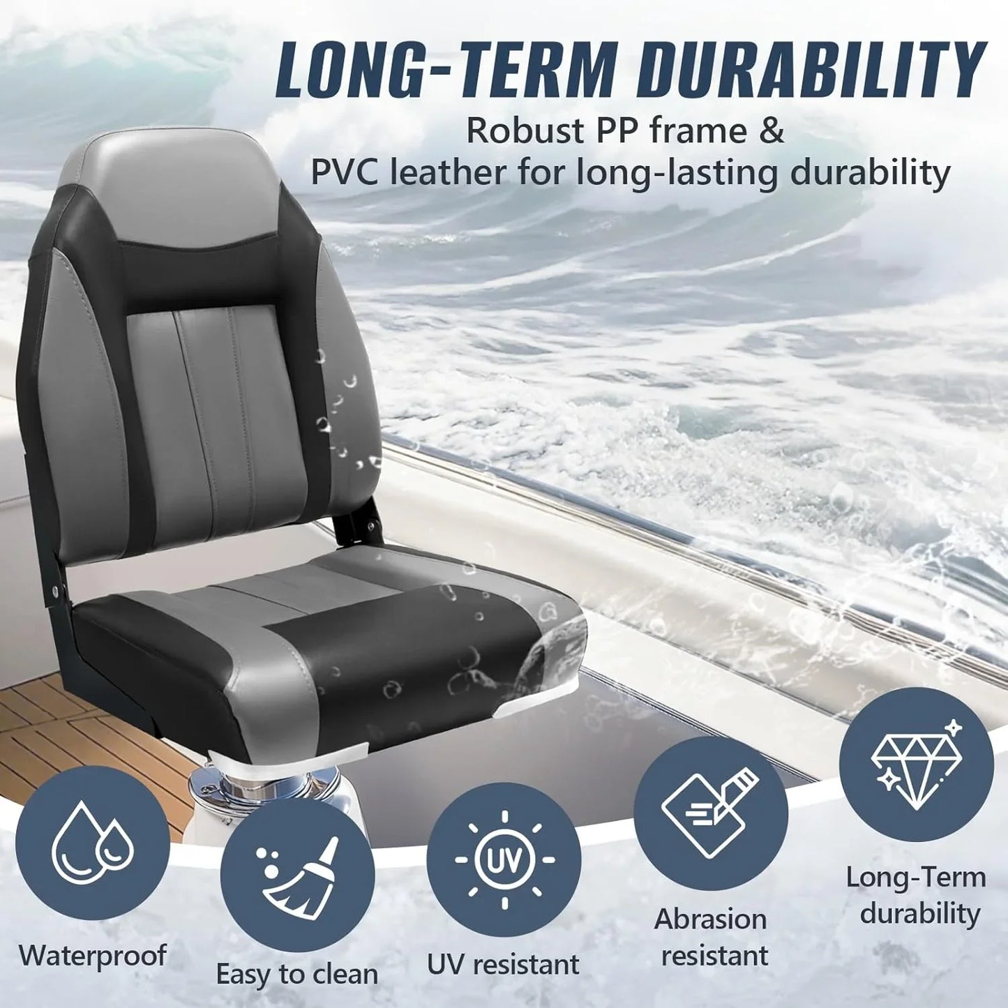 Folding Boat Seat Foldable Swivel Chairs Pair