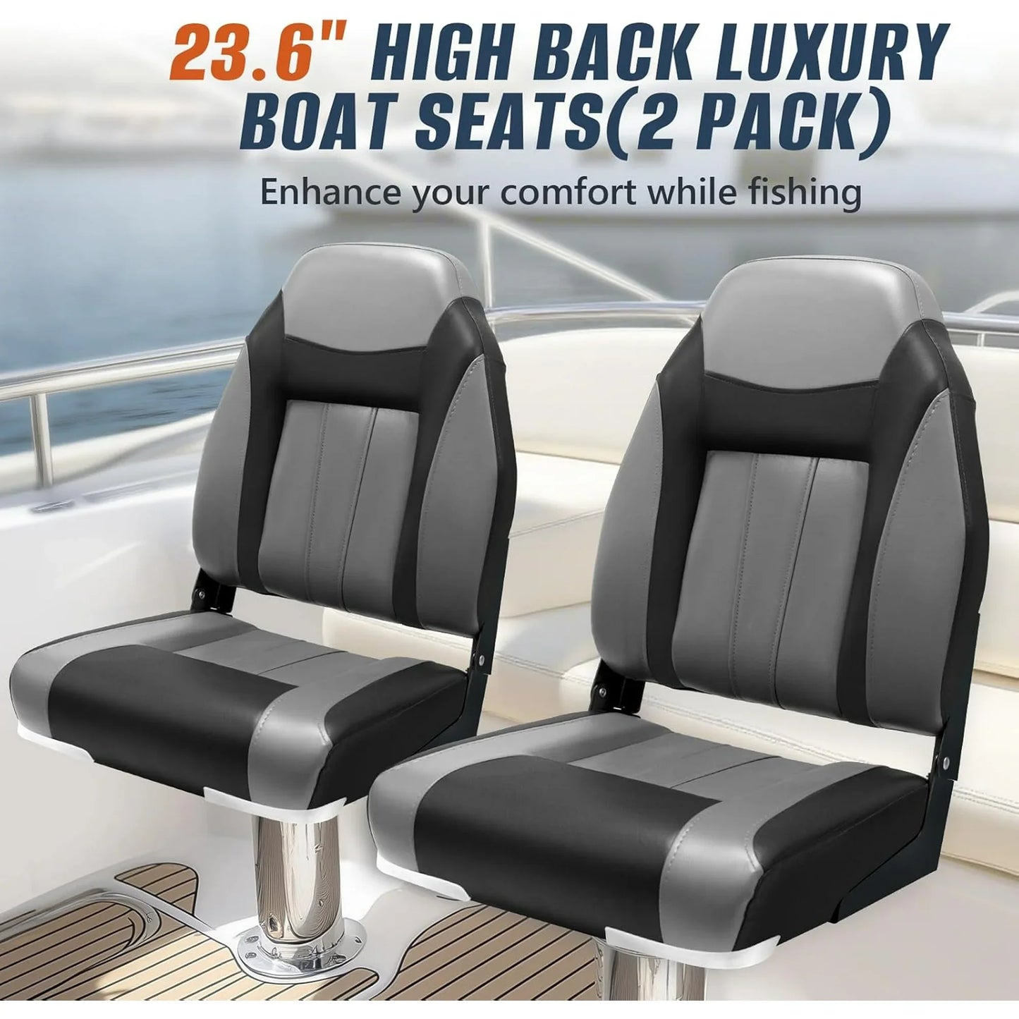 Folding Boat Seat Foldable Swivel Chairs Pair