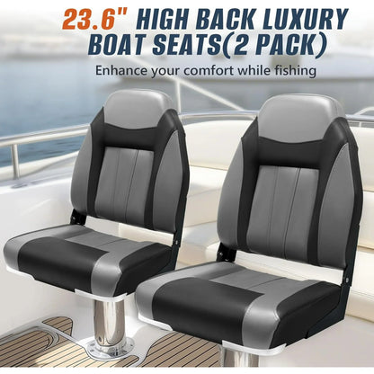 Folding Boat Seat Foldable Swivel Chairs Pair