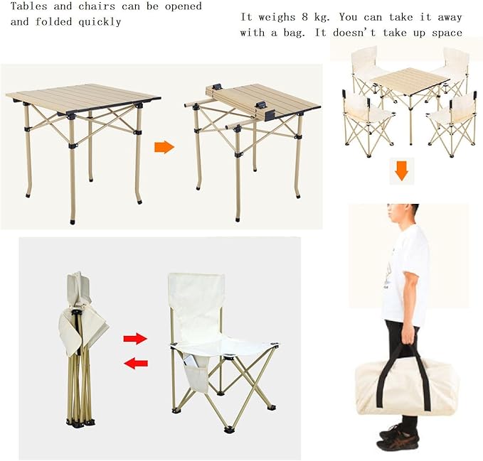 Folding Camping Table Chair Set Outdoor Dining Beach Picnic Chairs Bench
