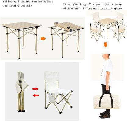 Folding Camping Table Chair Set Outdoor Dining Beach Picnic Chairs Bench