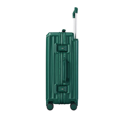 Medium Check In Luggage - Hard Shell Suitcase with Aluminum Frame | Fortex | Dark Green | 65 cm