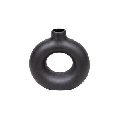 Frankly Cotton Black Sculptural Ring Vase