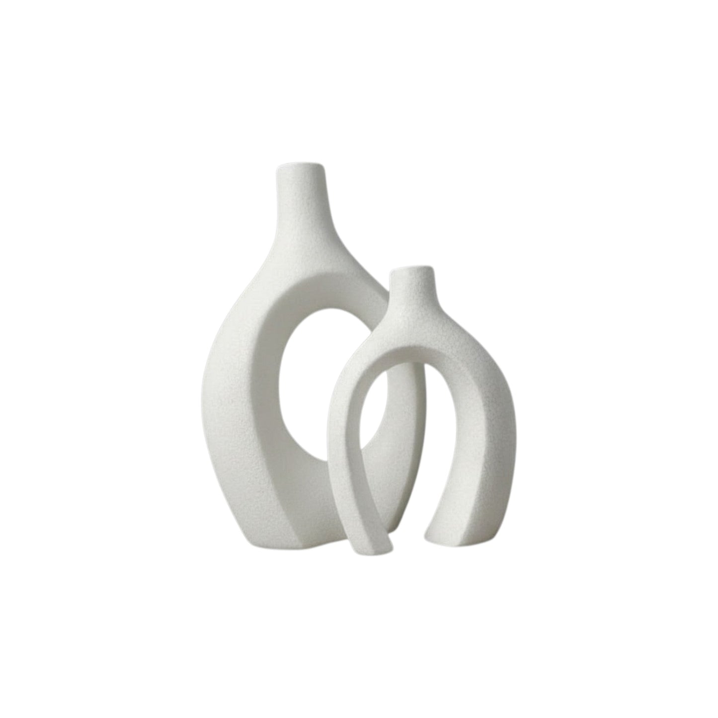 Frankly Cotton Ceramic Black Sculptural Vase Set (2-Piece)