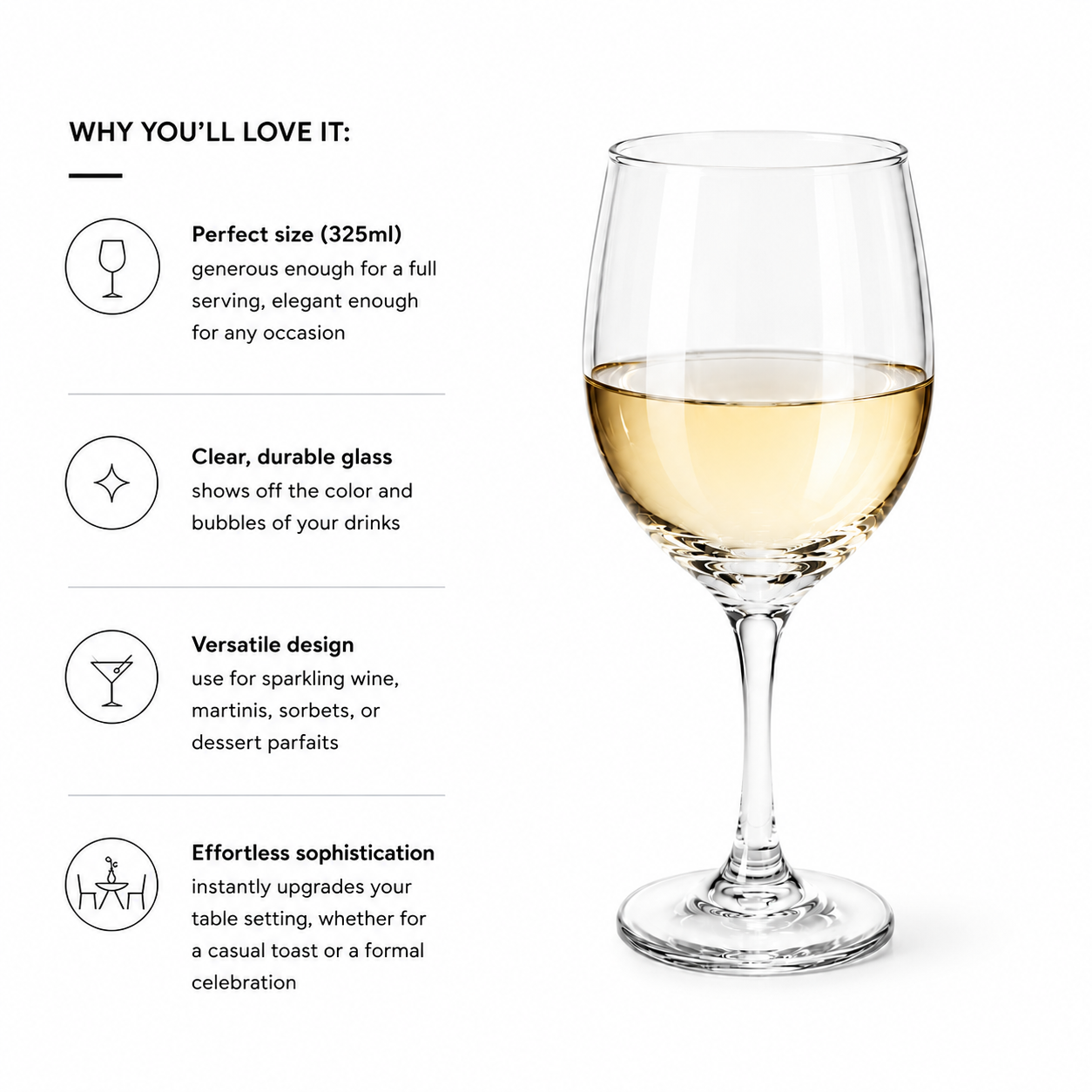 Frankly Cotton Clear Wine Toughened Glass 325ml
