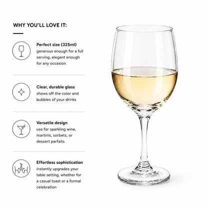 Frankly Cotton Clear Wine Toughened Glass 325ml