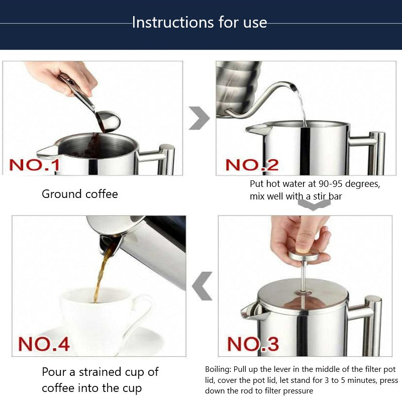 Coffee Plunger Stainless Steel French Coffee Press