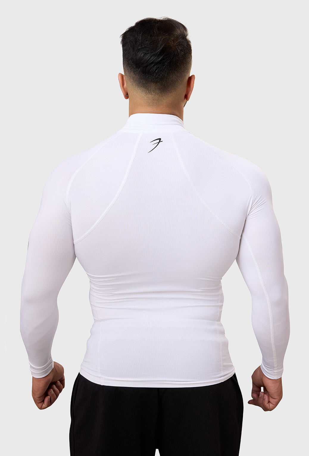 High Neck Compression Full Sleeves T-shirt White