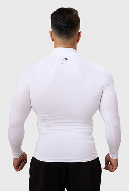 High Neck Compression Full Sleeves T-shirt White