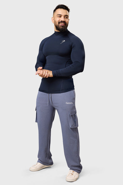 High Neck Compression Full Sleeves T-shirt Navy