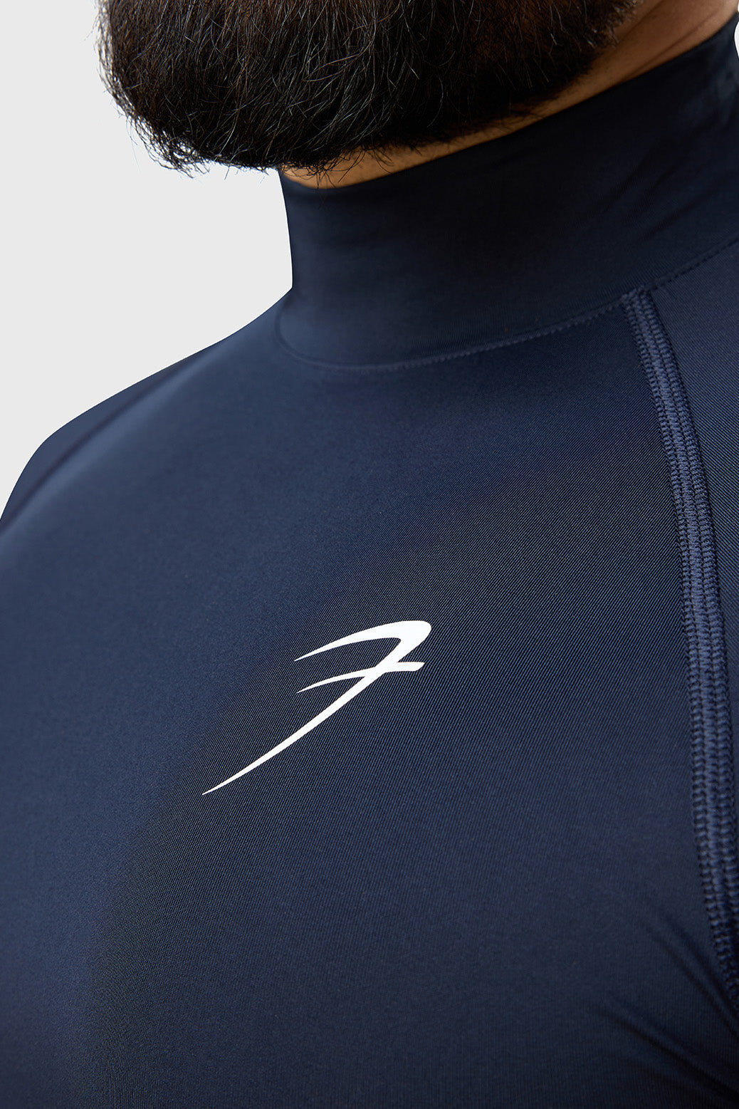 High Neck Compression T-shirt Navy