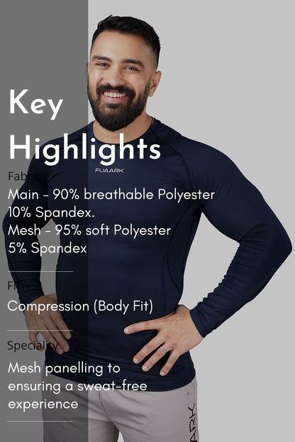 Compression 2.0 Full Sleeves T-shirt Navy