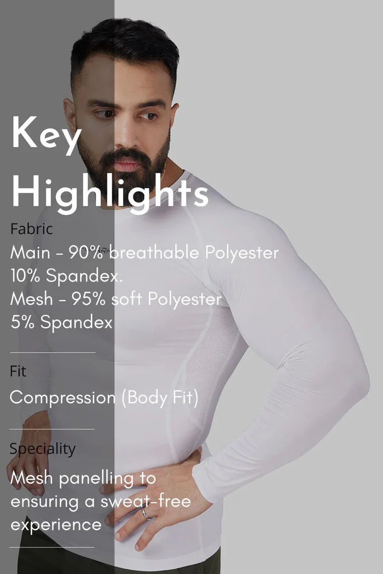 Compression 2.0 Full Sleeves T-shirt White