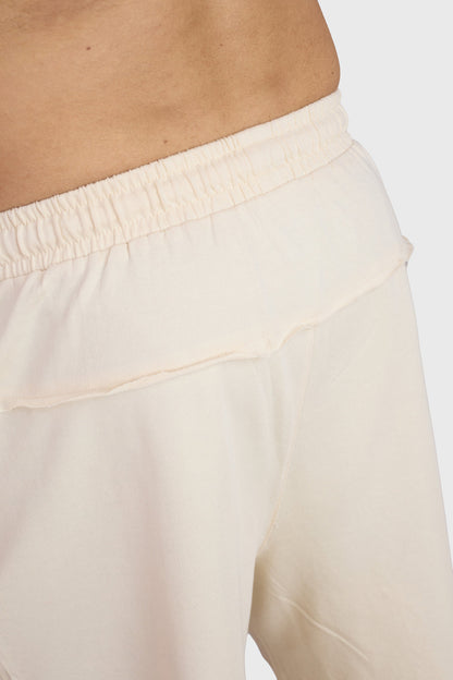 Raw Edge Oversized Shorts Beige