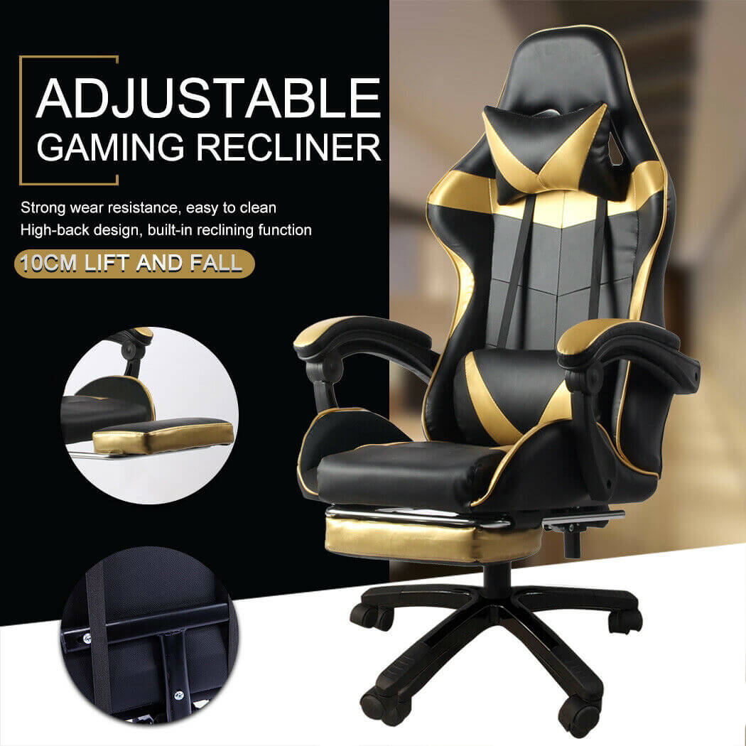 Gaming Chair, Computer Chair with Footrest and Lumbar Support