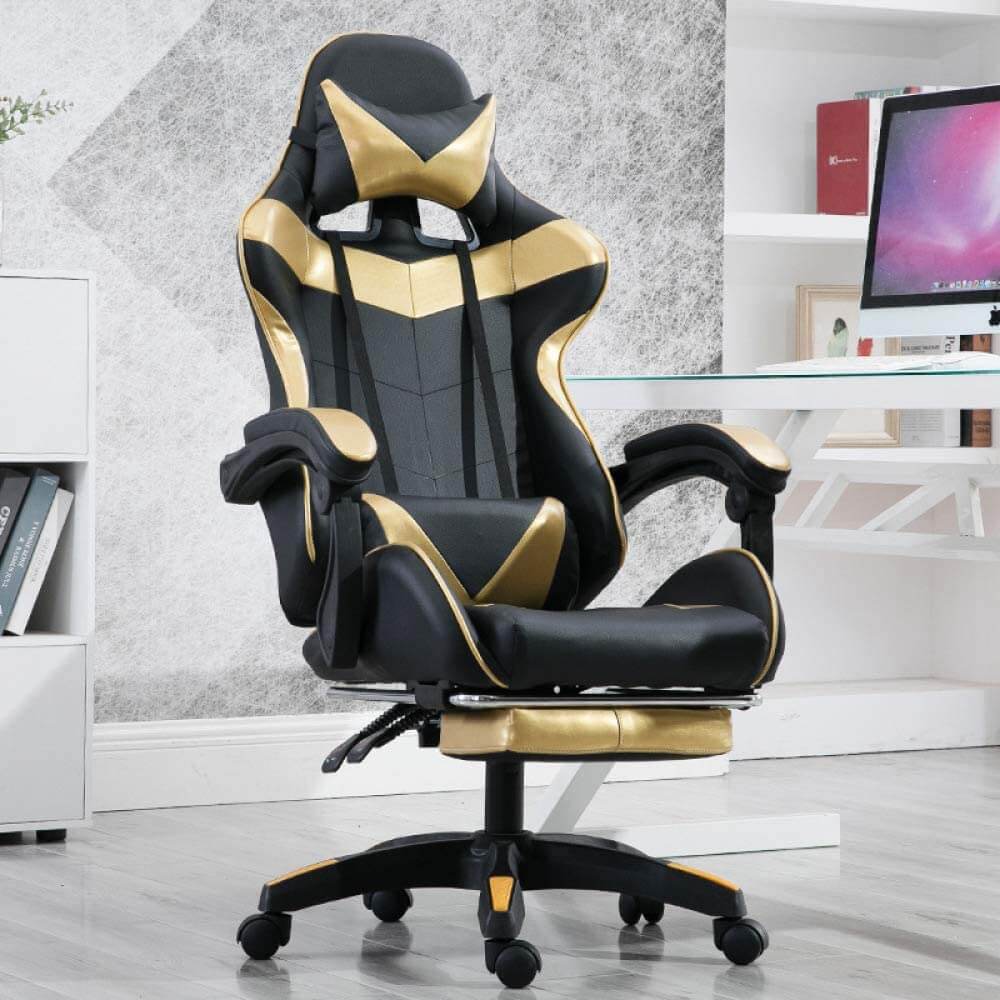 Gaming Chair, Computer Chair with Footrest and Lumbar Support