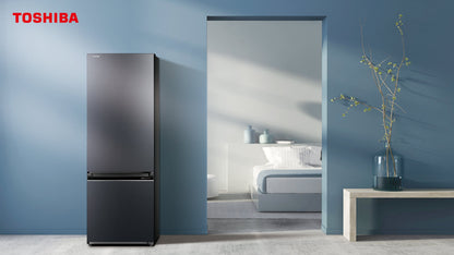 Toshiba 325L Bottom Mount Fridge Freezer Morandi Grey