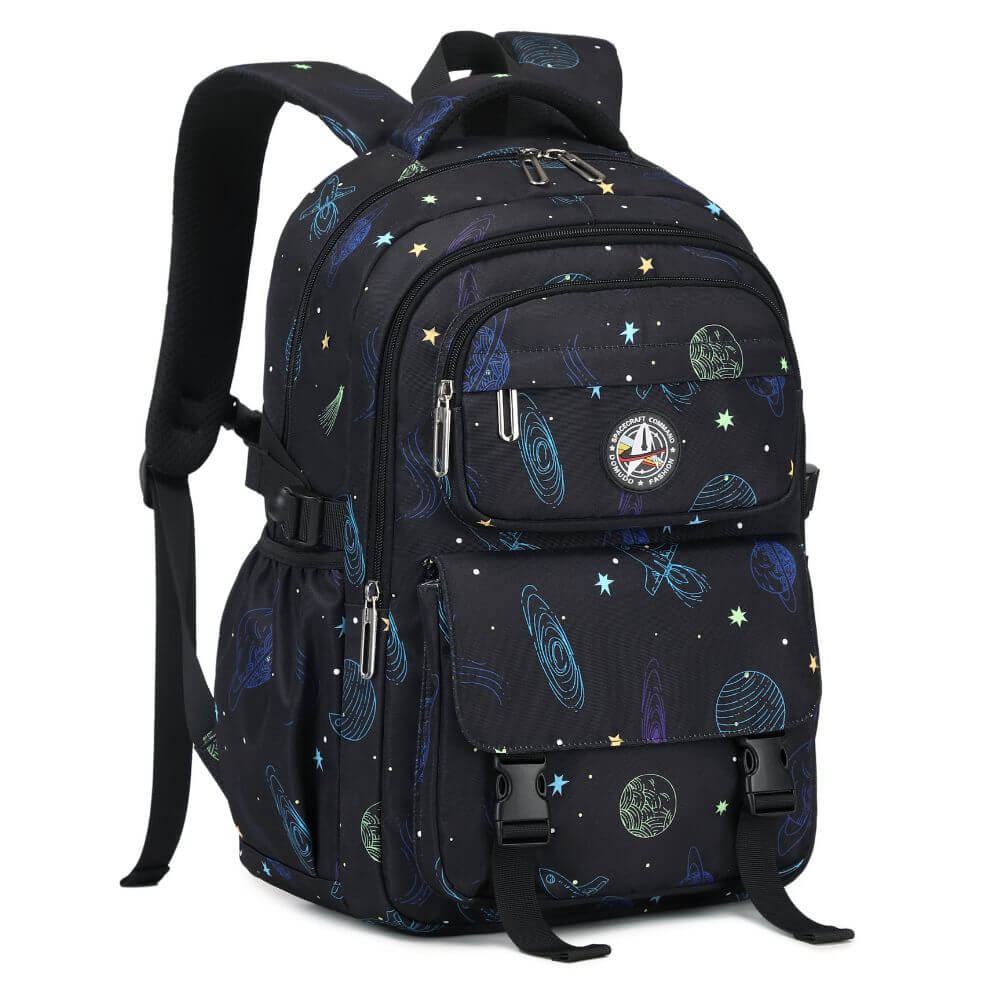 Black School Bag for Boys & Kids Backpack NZ | Galaxy Spaceship