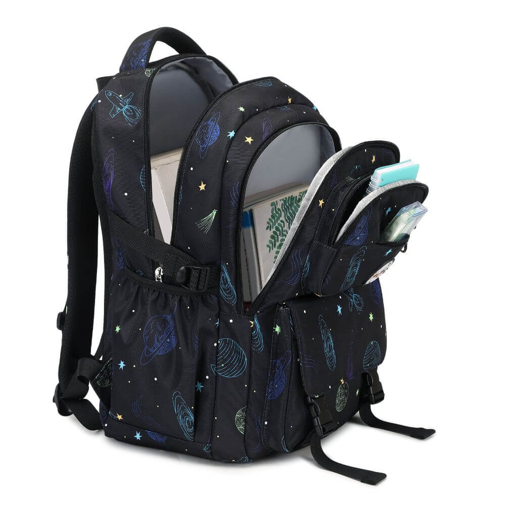 Black School Bag for Boys & Kids Backpack NZ | Galaxy Spaceship