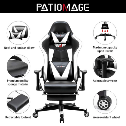 Gaming Office Chair Headrest, Lumbar Support and Footrest