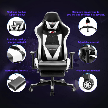 Gaming Office Chair Headrest, Lumbar Support and Footrest