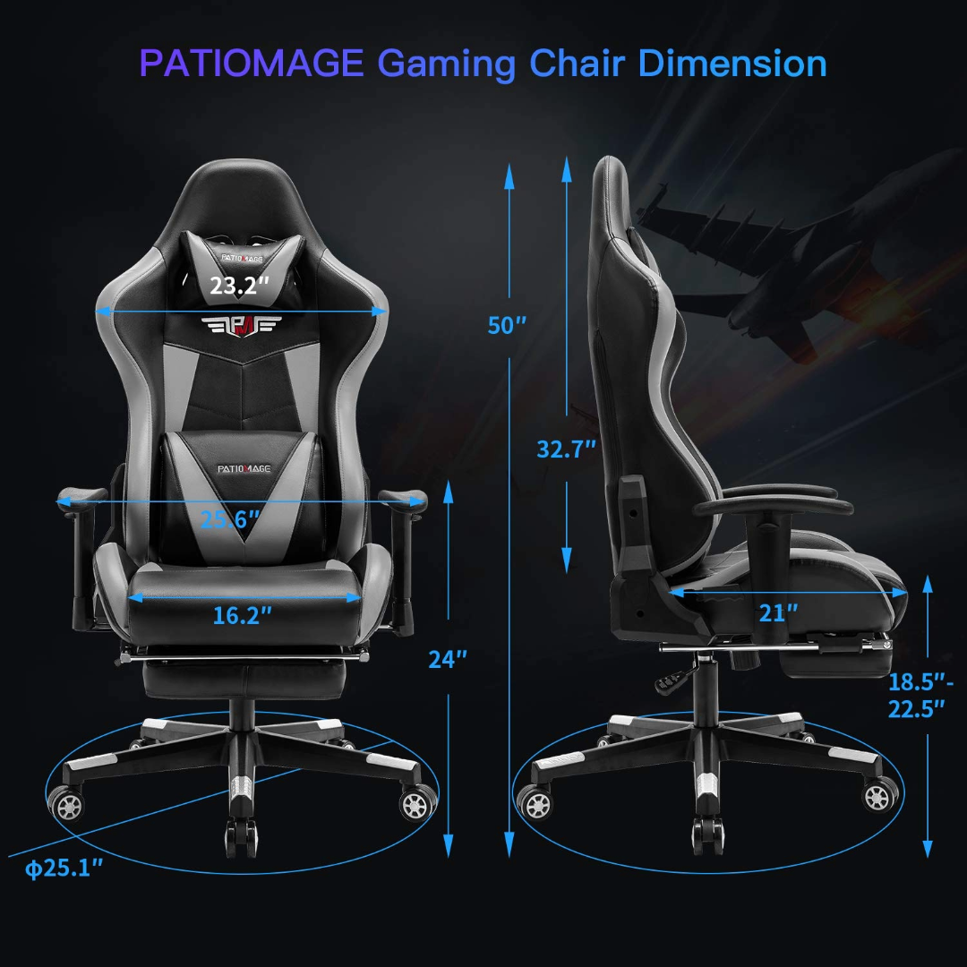 Gaming Office Chair Headrest, Lumbar Support and Footrest