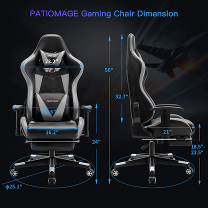 Gaming Office Chair Headrest, Lumbar Support and Footrest