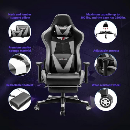 Gaming Office Chair Headrest, Lumbar Support and Footrest