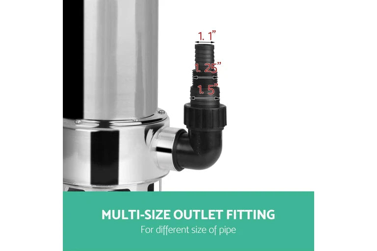 Garden Submersible Pump 1100W Dirty Water Bore Tank Well Steel Sewerage