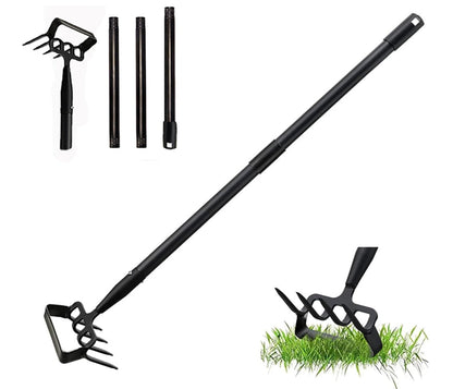 30-62 inch Adjustable Long Handle Stirrup Hoe Rake Heavy Duty Rake Tiller for Digging