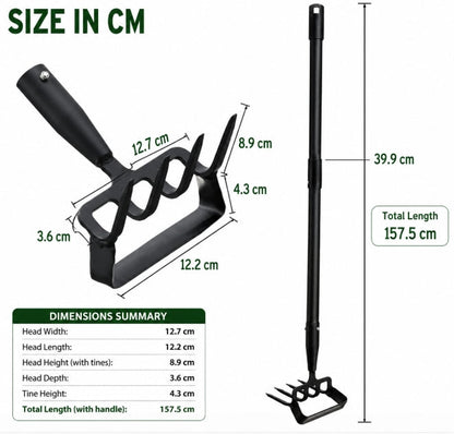 30-62 inch Adjustable Long Handle Stirrup Hoe Rake Heavy Duty Rake Tiller for Digging