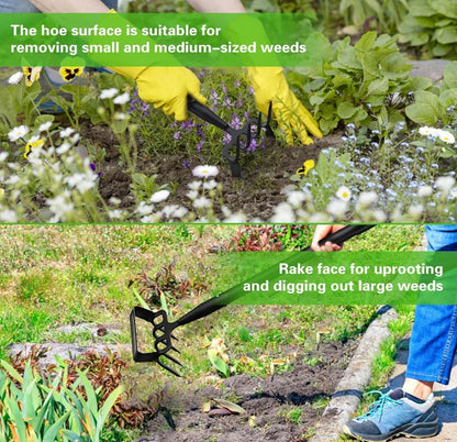 30-62 inch Adjustable Long Handle Stirrup Hoe Rake Heavy Duty Rake Tiller for Digging